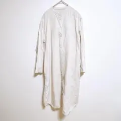無印良品　フレンチリネン スタンドカラーワンピース　サイズL　ベージュ