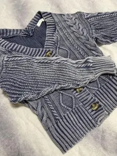 CECIL McBEE デニム風　長袖　 ニット ダメージ加工　ケーブル編み
