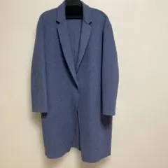 【美品】ユニクロ ダブルフェイスコクーンコート ブルー Sサイズ