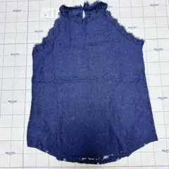 Lサイズレースタンクトップス ネイビー 花柄タンクトップ おしゃれ