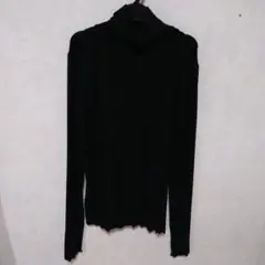 【KHA:KI】ブラックタートルネック長袖カットソー