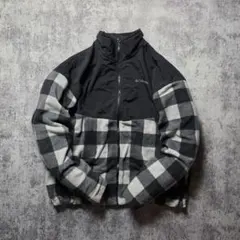 Columbia チェック柄 フリースジャケット XXL 黒灰