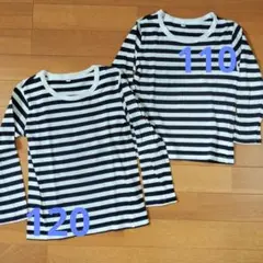 ボーダー長袖Tシャツ 2枚セット無印 110cm 120cmのサムネイル