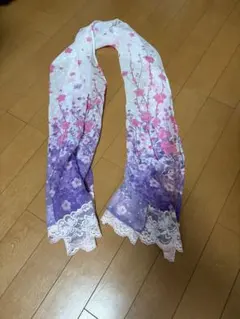 花柄レース付きストール 紫とピンク春夏用