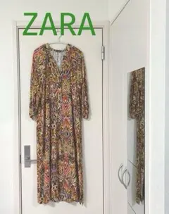 新品❤︎ZARA ザラ 総柄 ロングワンピース 長袖