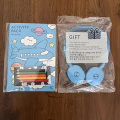大韓航空　子供用アメニティ　有線イヤホン　ぬりえのサムネイル