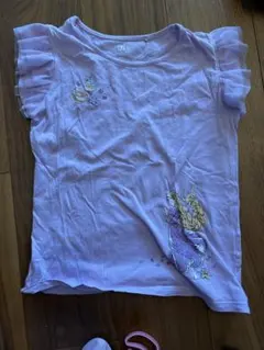 薄紫 フリル袖 プリンセス Tシャツ　ラプンツェル