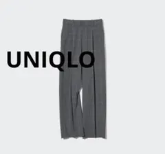 UNIQLO タックワイドパンツ　スラックス　チェック　オフィス　綺麗目