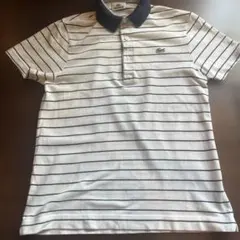 LACOSTE ラコステ ボーダー柄 ポロシャツ ネイビー×白