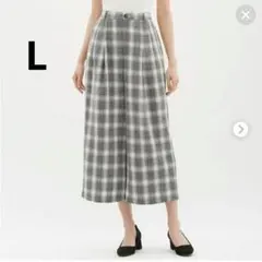 ジーユー　GU　ワイドアンクルパンツ　チェック　L