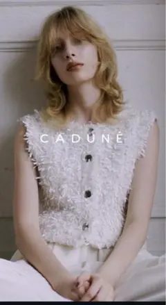 未使用品 CADUNE 麻混 ブルゾン ベージュ 羽織り Mサイズ カデュネ CADUNE（カデュネ）の「ポケットベスト（その他アウター）」 - WEAR