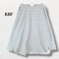 KBF☆ボーダーカットソー 長袖 レイヤード風 ゆったり【One】グリーン系