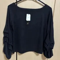 オフショルダー バルーン袖 黒 長袖トップス