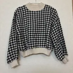 GRL ニット 黒 千鳥柄