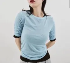 HANNE 2パックシアーハーフスリーブTEE ブルーブラウン