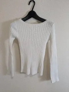 1110 CECIL MCBEE ホワイト リブ編み 長袖セーター