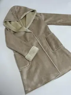 PICCIN ムートン調コート フード付　ベージュ　L