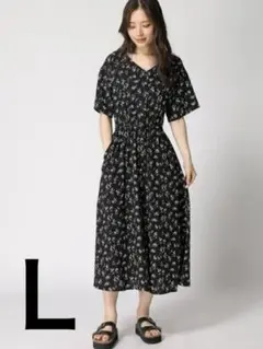 グローバルワーク 花柄 レーヨン ロングワンピース L 2枚セット