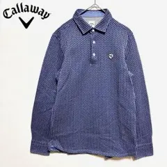Callaway キャロウェイ　長袖ポロシャツ　幾何学　胸元ワッペン刺繍　M
