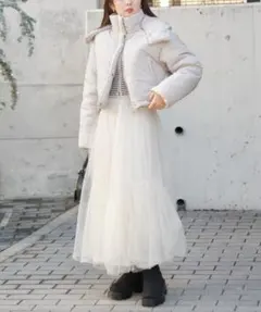 Chico チュールランダムフレアスカート アイボリー