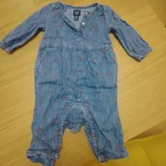 GAP　さくらんぼ柄デニムロンパース3-6month