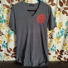 DSQUARED2 グレー Vネック Tシャツ L　ダメージ加工あり