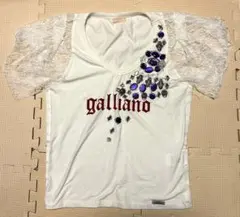 Galliano ビジュー レース 半袖 Tシャツ ホワイトのサムネイル