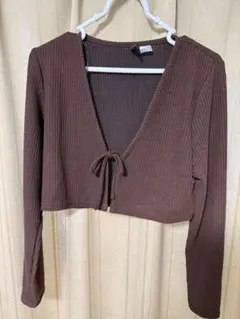 H&M ブラウン クロップドカーディガン M