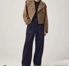 GU バレルレッグペインタージーンズ by rokh パンツ　ジーユー　ネイビー