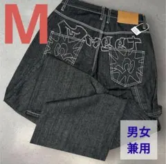 バギーデニム ワイド 刺繍 ジーンズ Y2K グランジ アメカジ ユニセックス