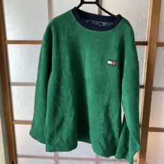 トミージーンズ　TOMMY JEANS フリーススウェット　グリーン　緑　古着