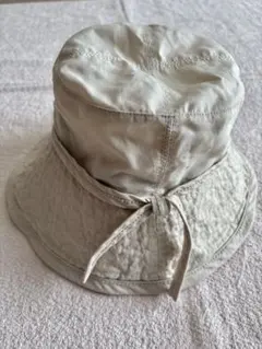 iCB ライトベージュ バケットハット リボン付きMサイズ　57.5センチ麻綿