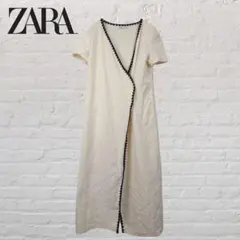 ZARA 配色トリムロングガウン 羽織り Sのサムネイル
