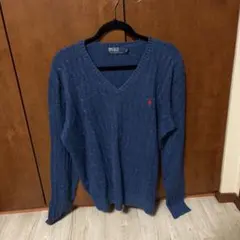 Polo by Ralph Lauren ネイビー Vネック ニット L