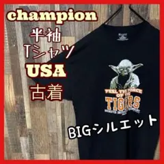 チャンピオン メンズ プリント ヨーダ 2XL ブラック 古着 半袖 Tシャツ