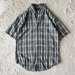 ラルフローレン 90s BD S/S チェックシャツ M 青桃チェック