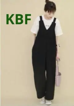 KBF サロペット　オールインワン　テープショルダー　ケービーエフ　ブラック