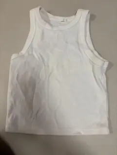 ホワイト リブ タンクトップ