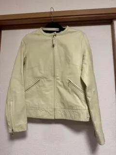 ♥️Spick & Span 牛革 ノーカラー レザージャケット イエロー 訳ありのサムネイル