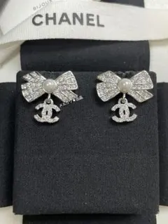 シャネルピアス リボン パール
