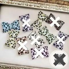 ヒョウ柄 リボン｜デコレーションパーツセット｜デコパ｜ビジュー｜資材｜レオパード