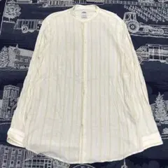 zara ザラ ストライプシャツ 皺加工 ホワイト