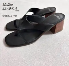 ⭐︎モリーニ Mollini トングサンダル 黒 レザー 38 24.5cmのサムネイル