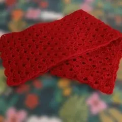 【お買い得】手編みマフラー　Xmasプレゼント　メリノウール　軽い