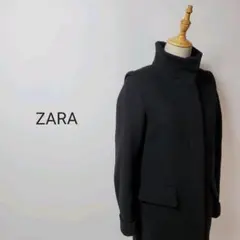 C241ザラロングコートチェスターコートステンカラーコートブラック黒無地ウール冬