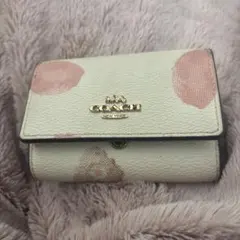 COACH 花柄キーケース ホワイト/ピンク