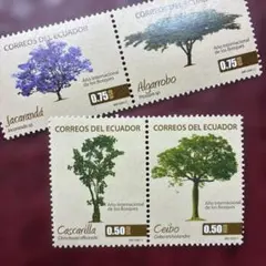 77729セール現品限　外国切手　エクアドル発行樹木4種揃