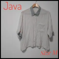 Java 半袖シャツ Mサイズ クリーム色とグレー レディースのサムネイル
