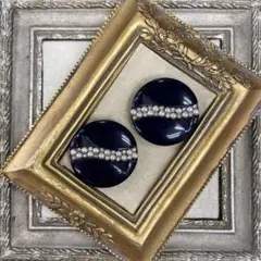 ボタンのペア no.308　パール　ラインストーン