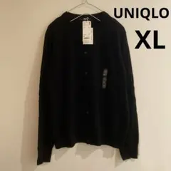 新品　ユニクロ カシミヤ100% クルーネックカーディガン XL 黒　ブラック
